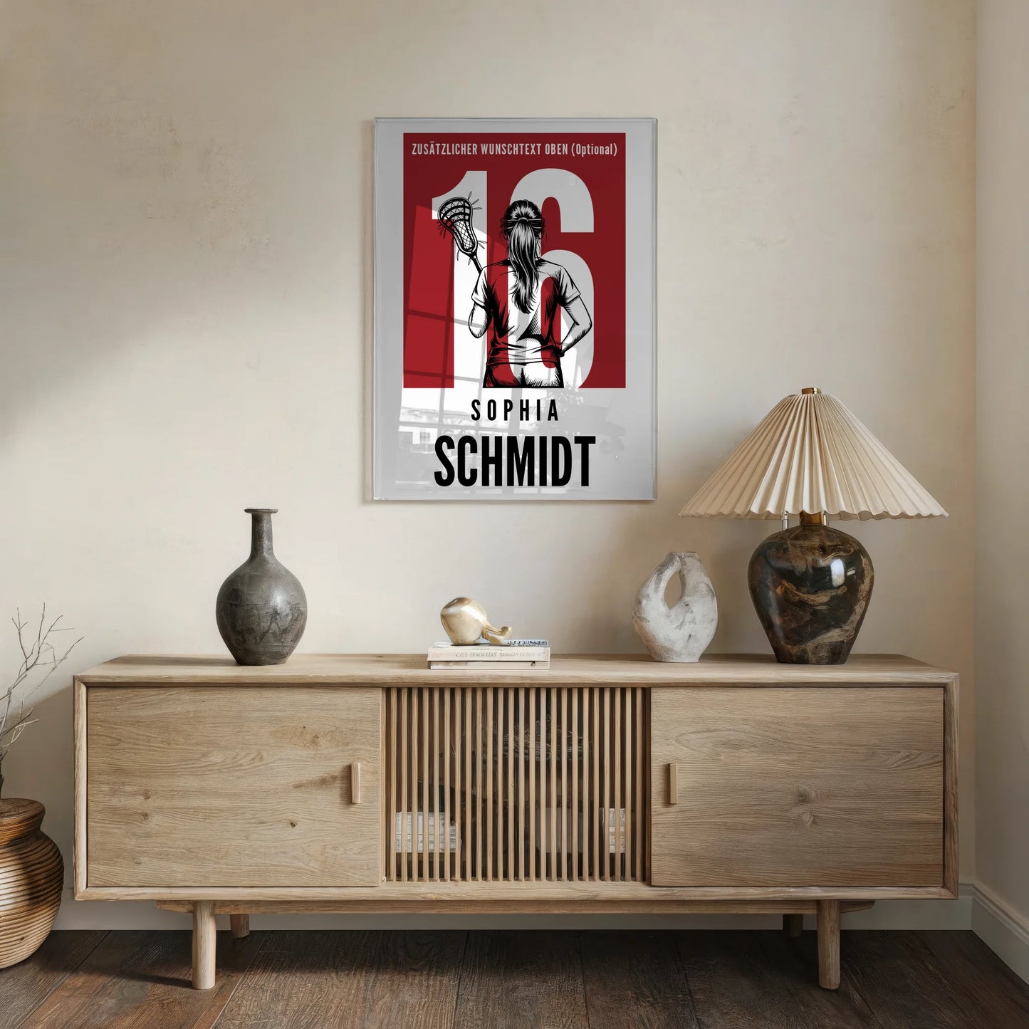 Personalisiertes Acrylglas Wandbild magnetisch Lacrosse Lacrossespielerin Geschenk für Tochter