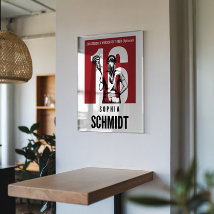 Personalisiertes Acrylglas Wandbild magnetisch Lacrosse Lacrossespielerin Geschenk für Tochter