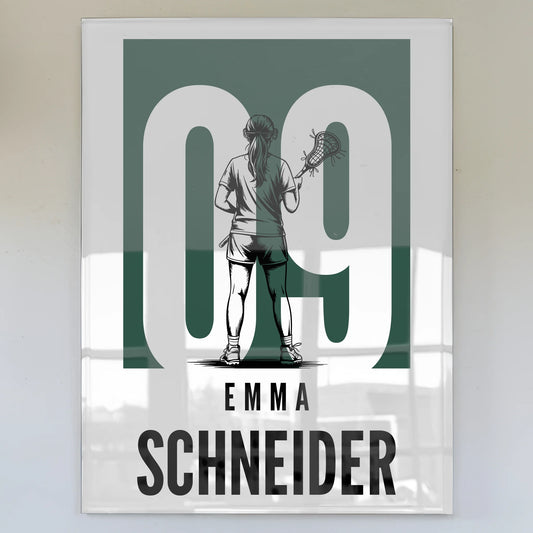Personalisiertes Acrylglasbild Lacrosse Lacrossespielerin Geschenk für Mädchen Turnier