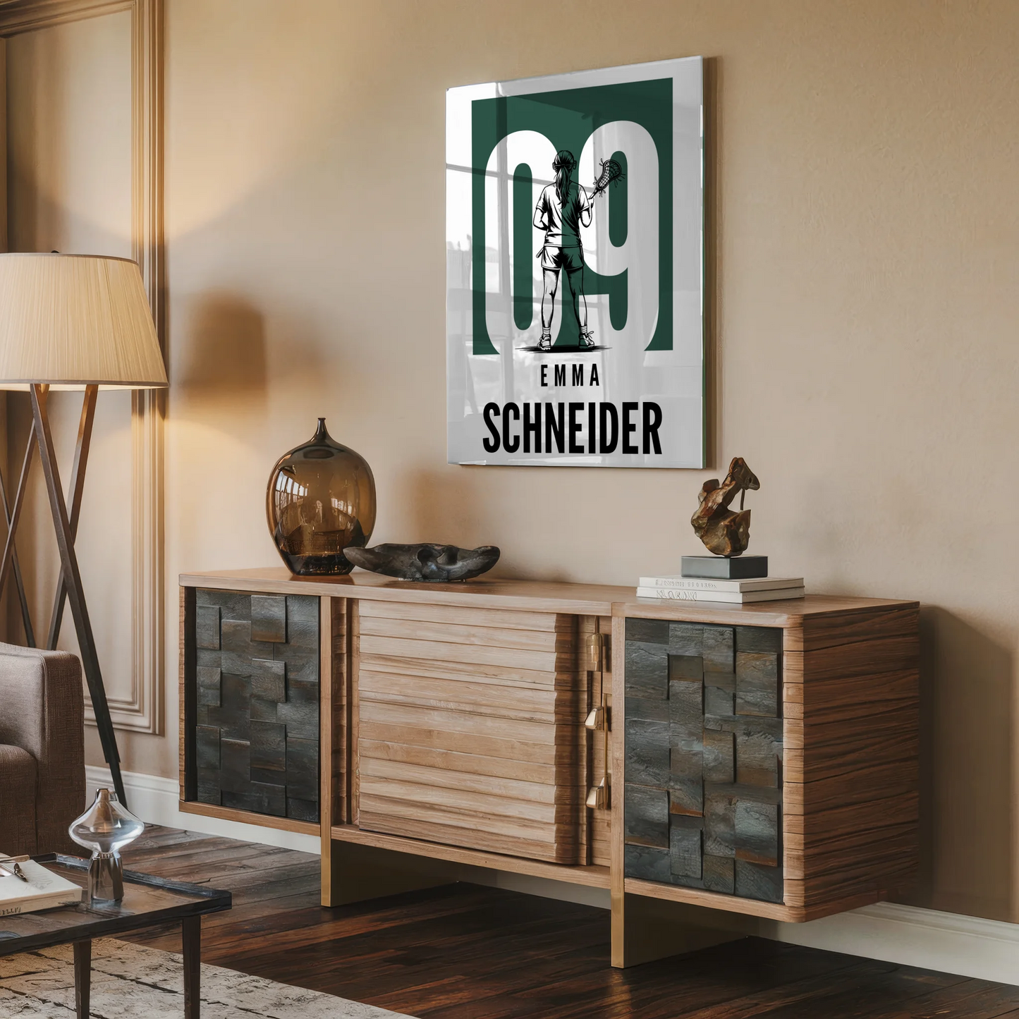 Personalisiertes Acrylglasbild Lacrosse Lacrossespielerin Geschenk für Mädchen Turnier