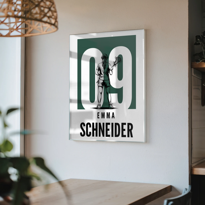 Personalisiertes Acrylglasbild Lacrosse Lacrossespielerin Geschenk für Mädchen Turnier