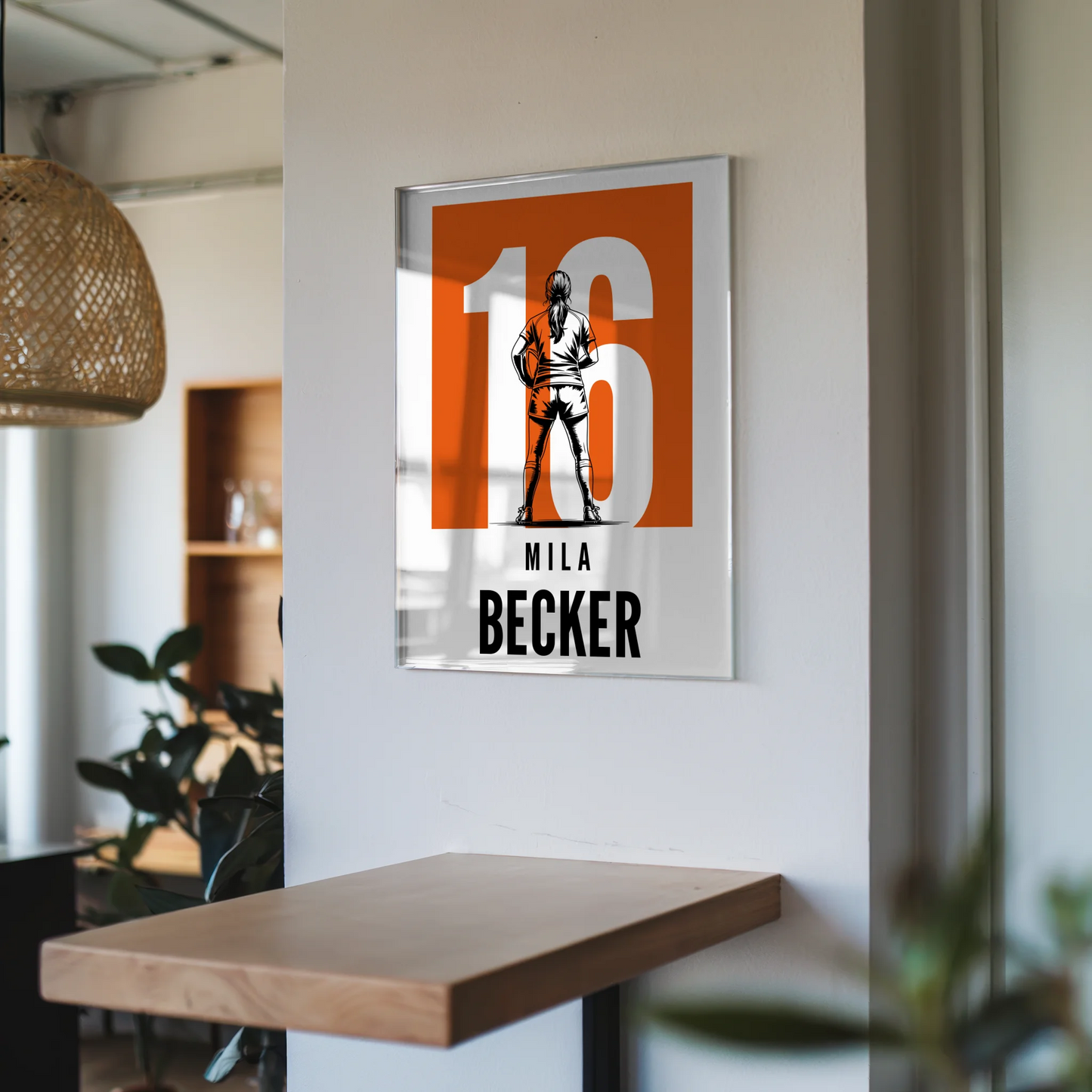 Personalisiertes Acrylglas Wandbild Rugby Rugbyspielerin Geschenk für Mädchen Turnier Urkunde
