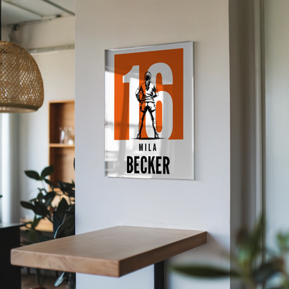 Personalisiertes Acrylglas Wandbild Rugby Rugbyspielerin Geschenk für Mädchen Turnier Urkunde