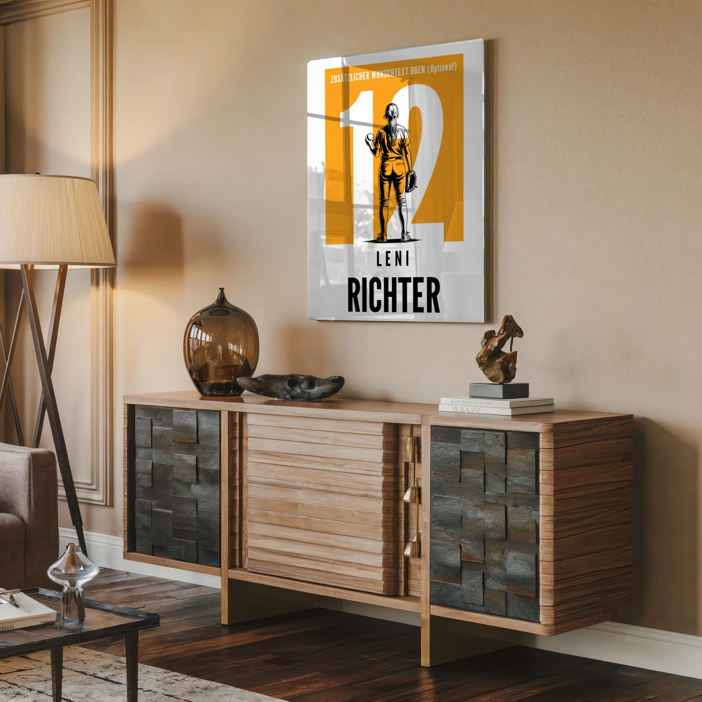 Acrylglasbild Personalisiert magnetisch Softball Softballspielerin Geschenk für Tochter