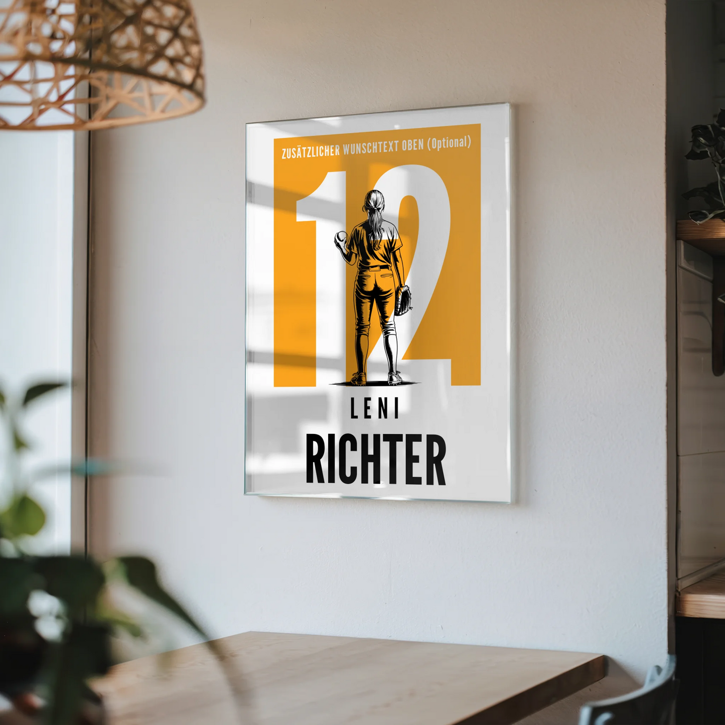 Acrylglasbild Personalisiert magnetisch Softball Softballspielerin Geschenk für Tochter