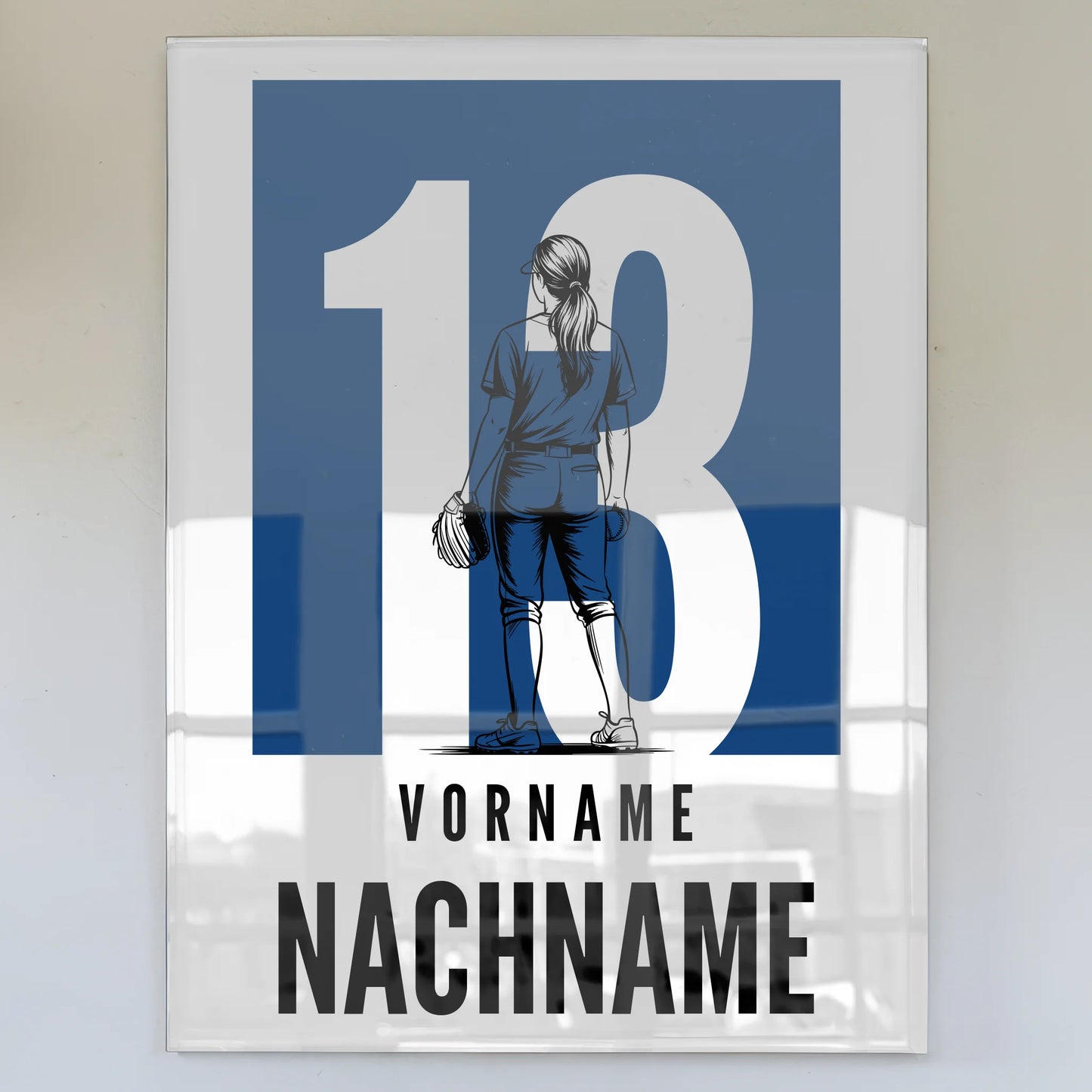 Acrylglas Bild Personalisiert magnetisch Softball Softballspielerin Geschenk für Mädchen Turnier