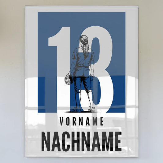 Acrylglas Bild Personalisiert magnetisch Softball Softballspielerin Geschenk für Mädchen Turnier