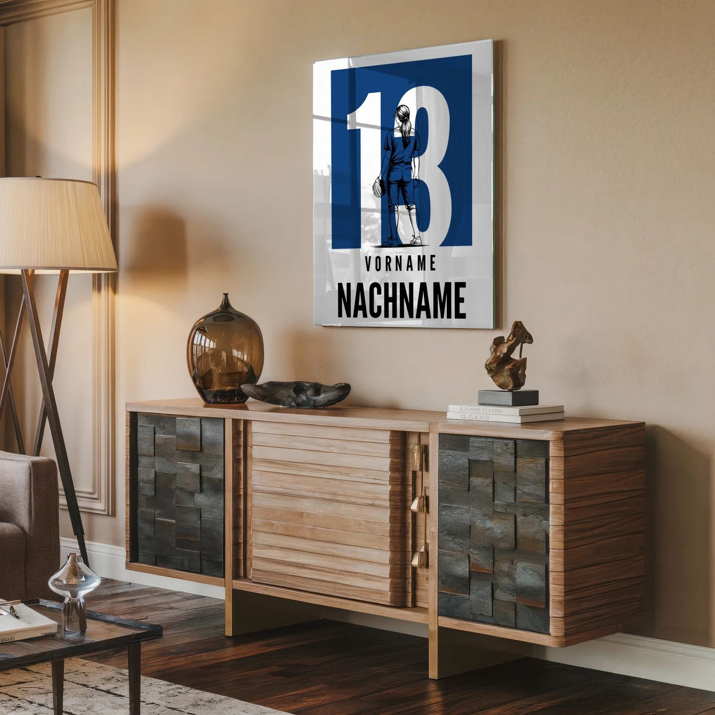 Acrylglas Bild Personalisiert magnetisch Softball Softballspielerin Geschenk für Mädchen Turnier