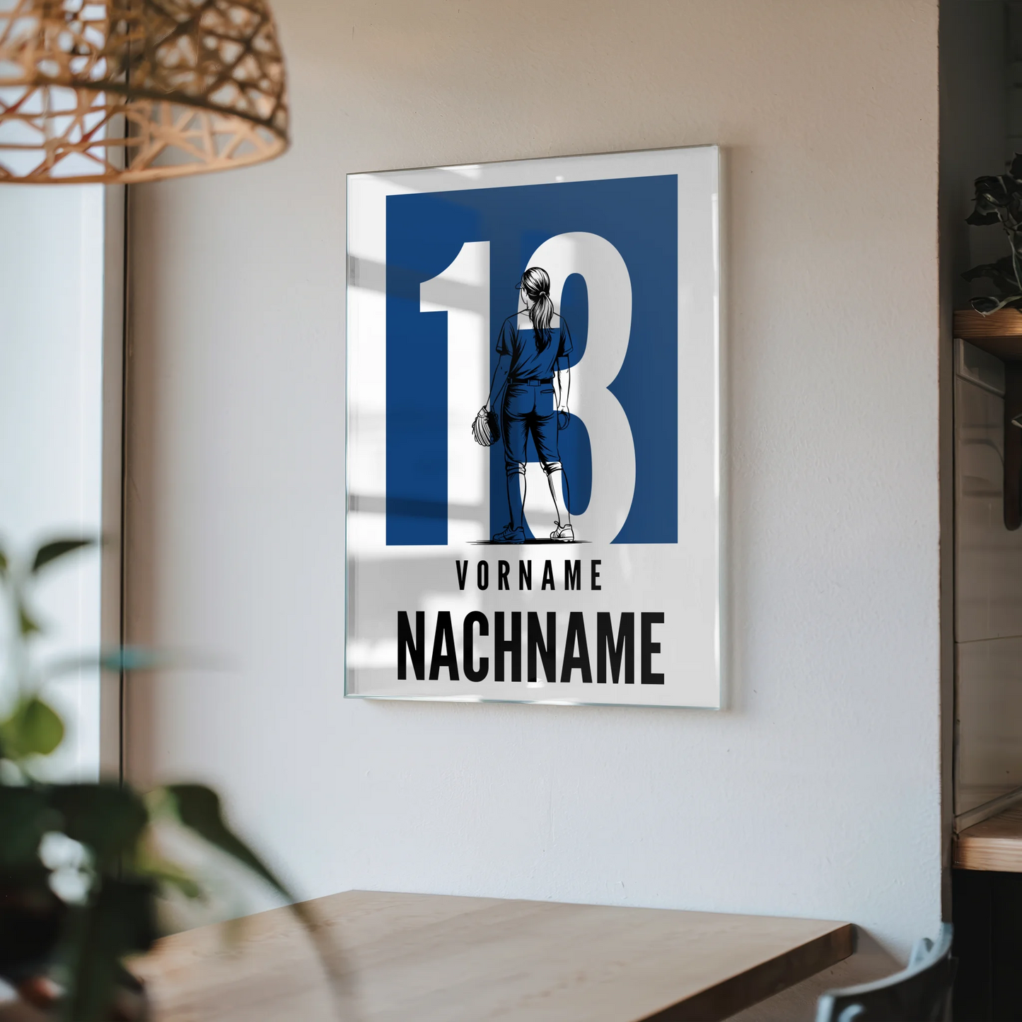 Acrylglas Bild Personalisiert magnetisch Softball Softballspielerin Geschenk für Mädchen Turnier