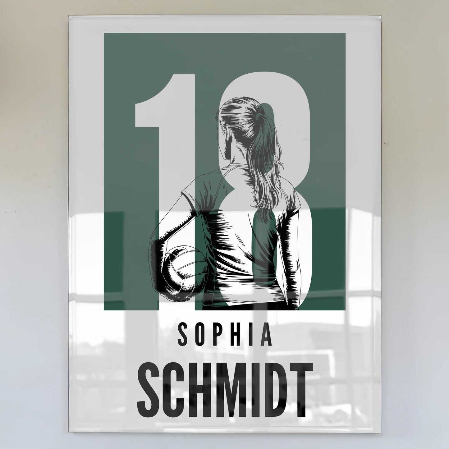 Personalisiertes Acrylglas Wandbild magnetisch Volleyball Volleyballerin Geschenk für Tocher Mama Tante Freundin