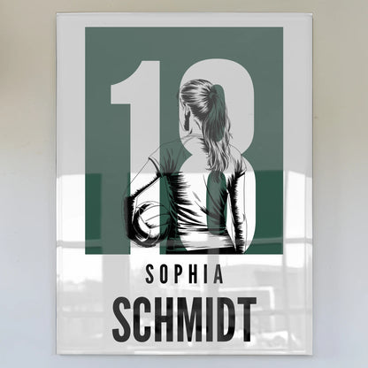 Personalisiertes Acrylglas Wandbild magnetisch Volleyball Volleyballerin Geschenk für Tocher Mama Tante Freundin