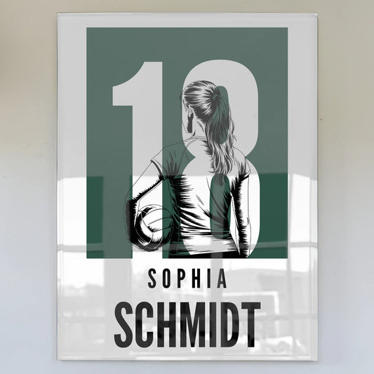 Personalisiertes Acrylglas Wandbild magnetisch Volleyball Volleyballerin Geschenk für Tocher Mama Tante Freundin