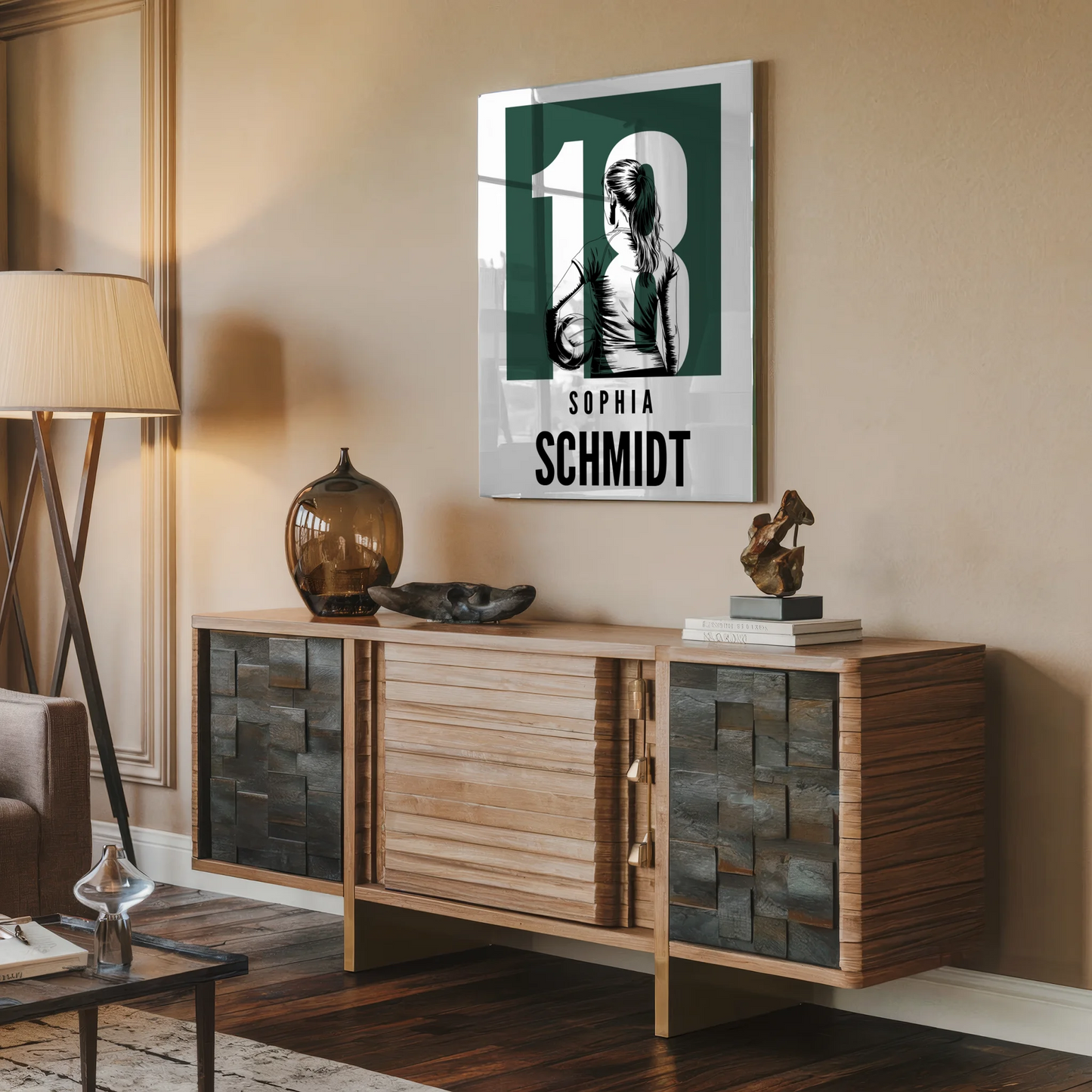 Personalisiertes Acrylglas Wandbild magnetisch Volleyball Volleyballerin Geschenk für Tocher Mama Tante Freundin