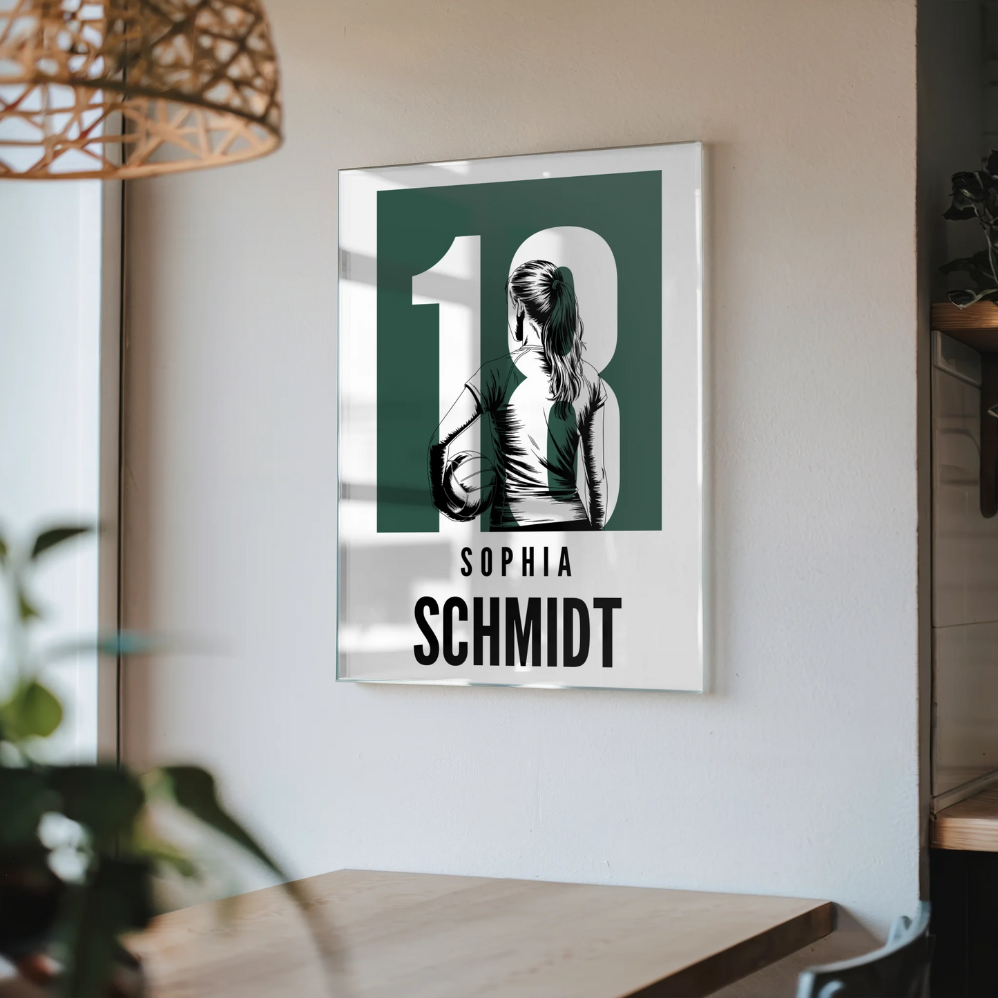 Personalisiertes Acrylglas Wandbild magnetisch Volleyball Volleyballerin Geschenk für Tocher Mama Tante Freundin