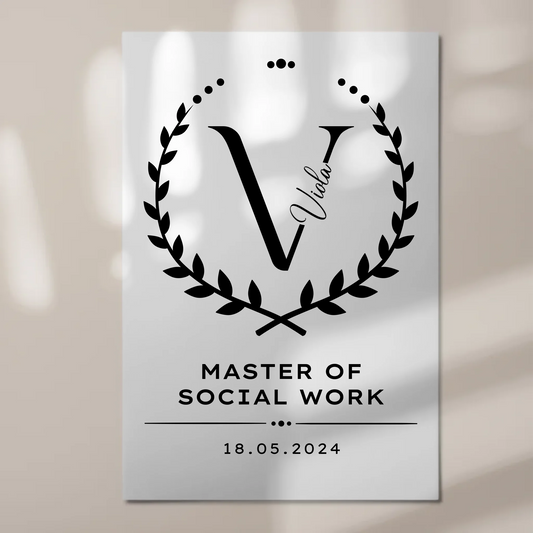 Fotoboard Magnet Wandbild Geschenk Zum Bestandenen Master Master Of Social Work