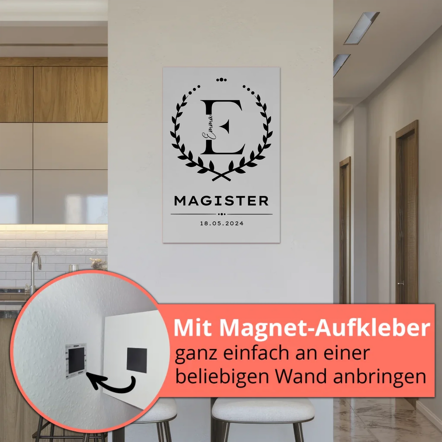 Fotoboard Magnet Wandbild Geschenk zum Magisterand