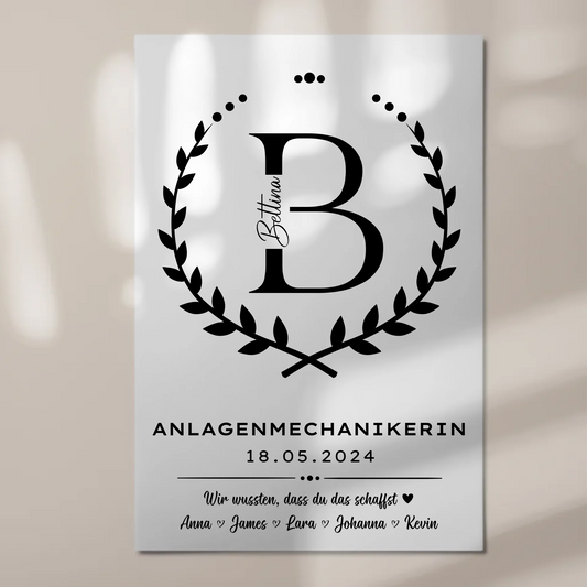 Ausbildungsabschluss Geschenk Anlagenmechanikerin Fotoboard Magnet Poster