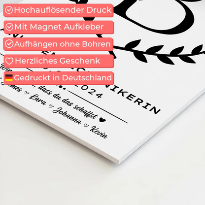 Ausbildungsabschluss Geschenk Anlagenmechanikerin Fotoboard Magnet Poster