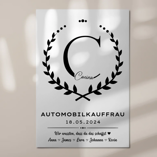 Geschenk Zum Abschluss Ausbildung Automobilkauffrau Fotoboard Magnetisch