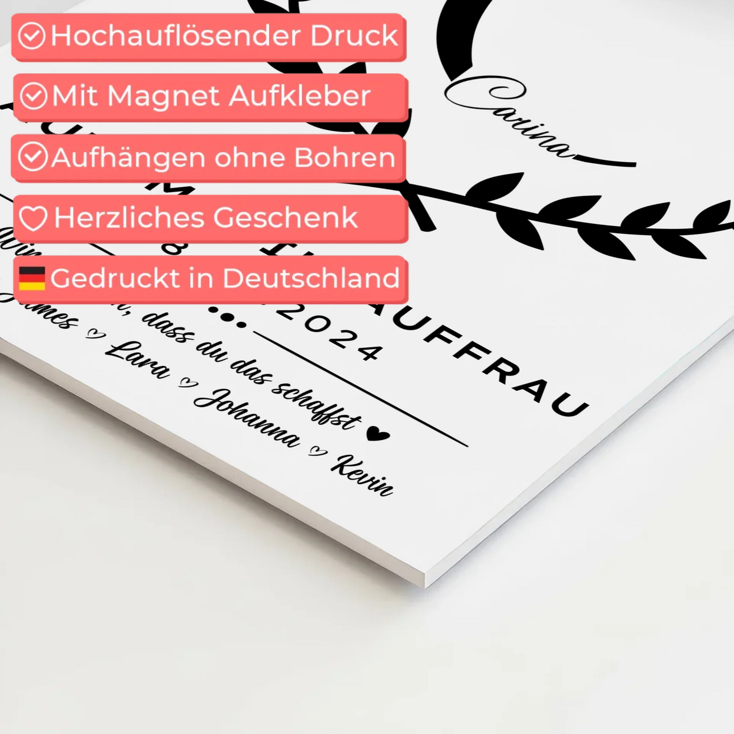 Geschenk Zum Abschluss Ausbildung Automobilkauffrau Fotoboard Magnetisch