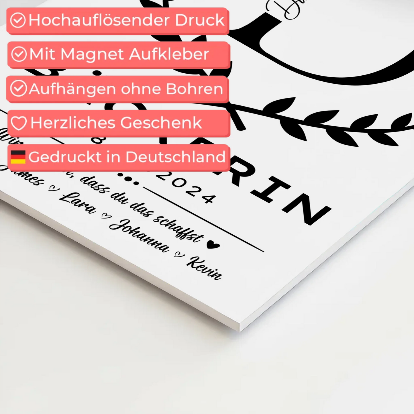 Geschenk Abschluss Ausbildung Bäckerin Fotoboard Magnet Poster