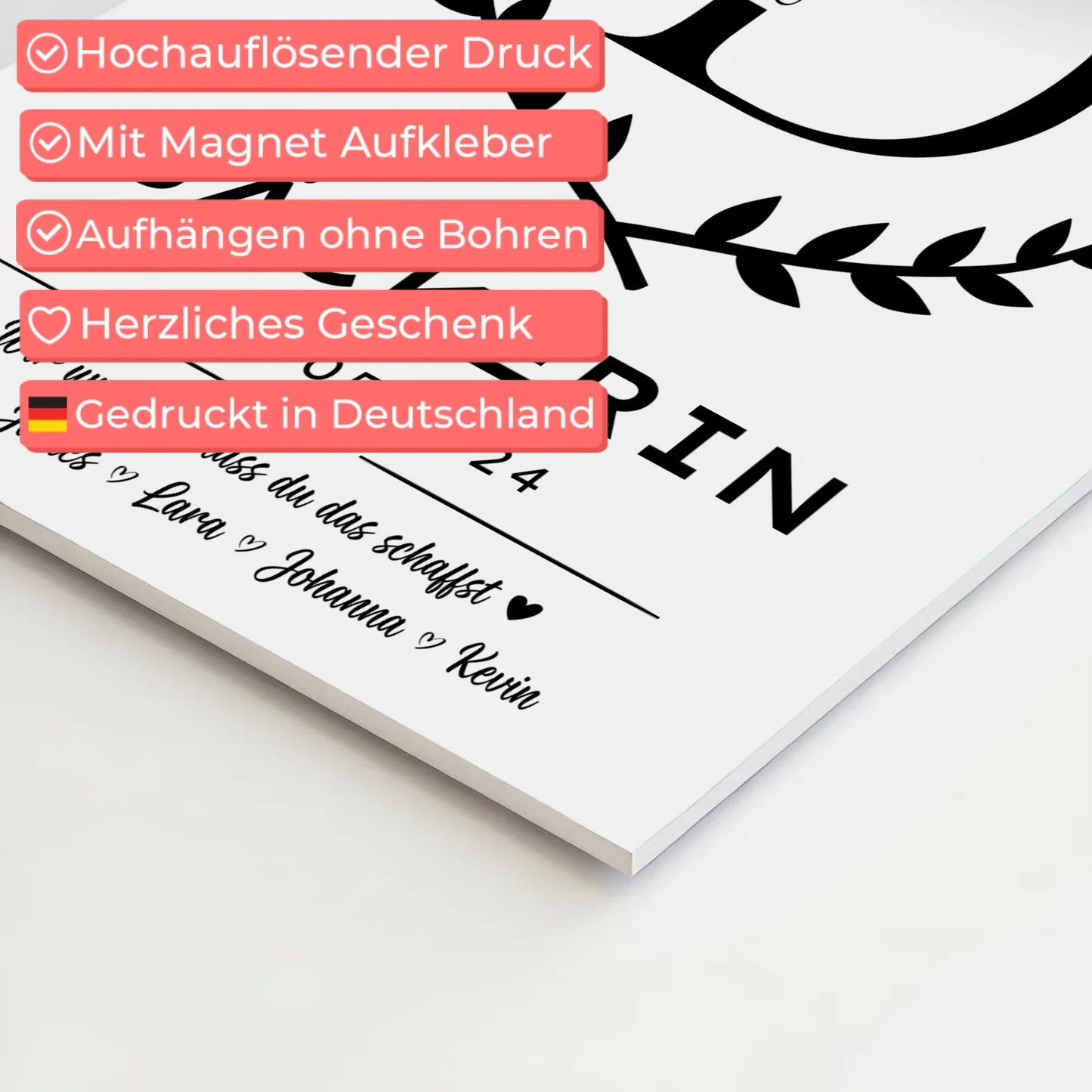 Geschenk Abschluss Ausbildung Bäckerin Fotoboard Magnet Poster