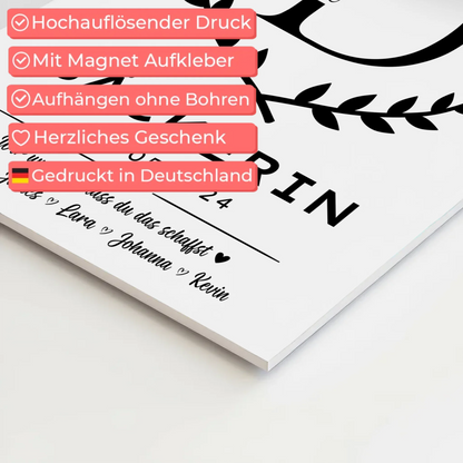 Geschenk Abschluss Ausbildung Bäckerin Fotoboard Magnet Poster