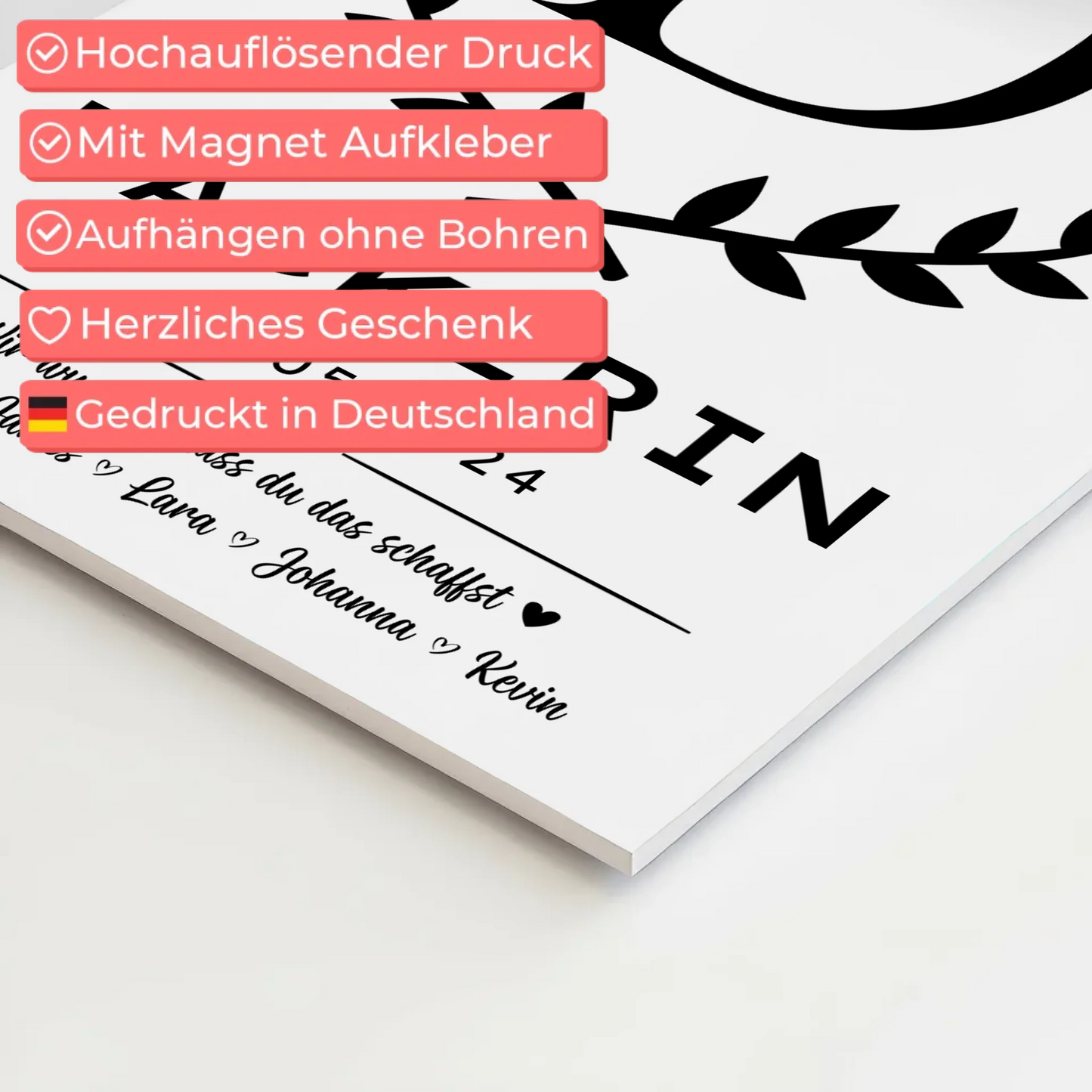 Geschenk Abschluss Ausbildung Bäckerin Fotoboard Magnet Poster