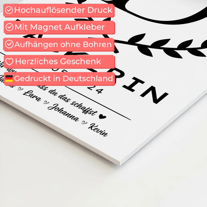 Geschenk Abschluss Ausbildung Bäckerin Fotoboard Magnet Poster