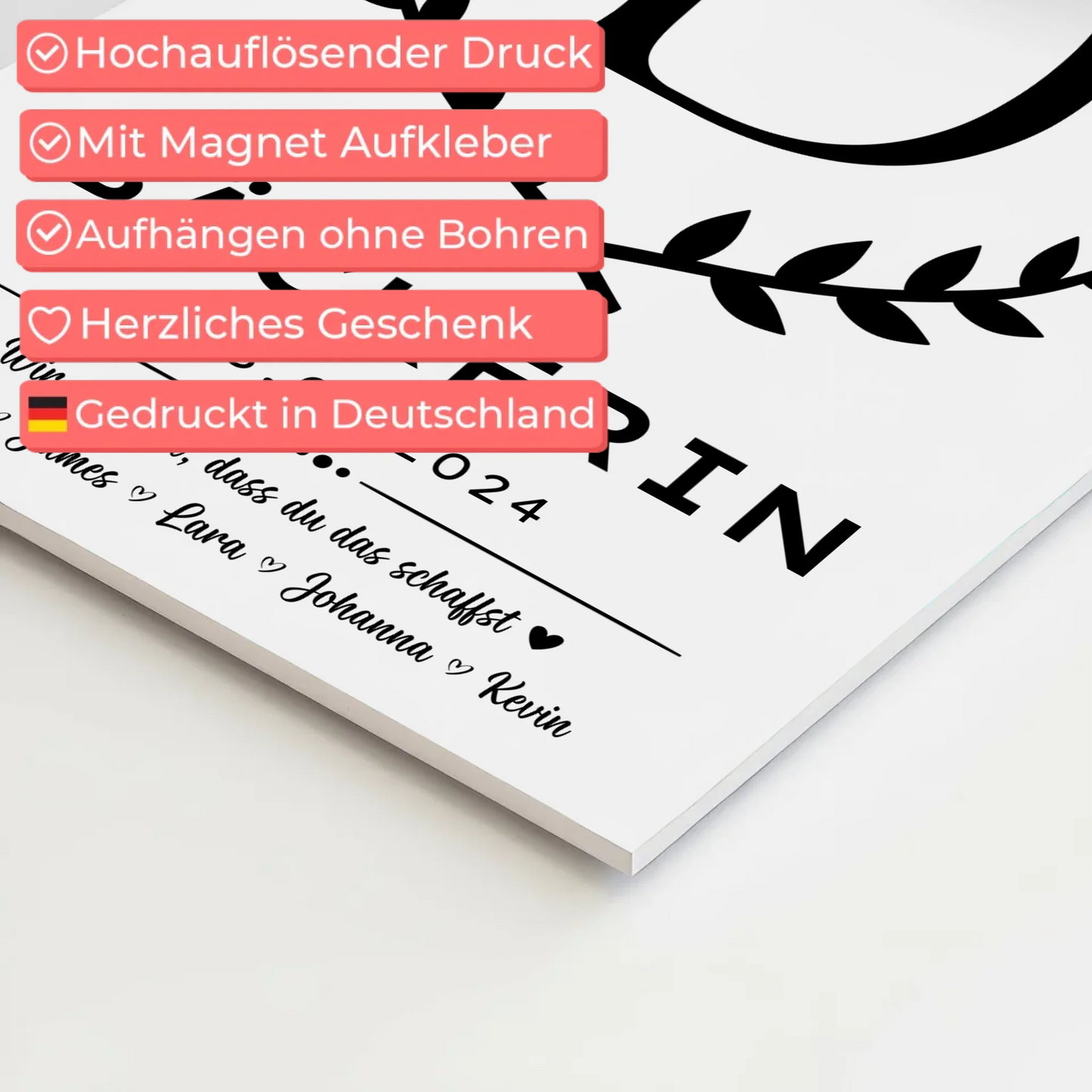 Geschenk Abschluss Ausbildung Bäckerin Fotoboard Magnet Poster