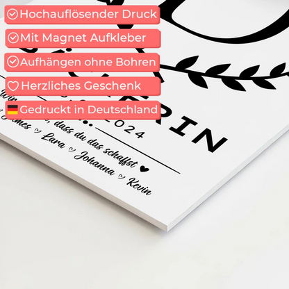 Geschenk Abschluss Ausbildung Bäckerin Fotoboard Magnet Poster