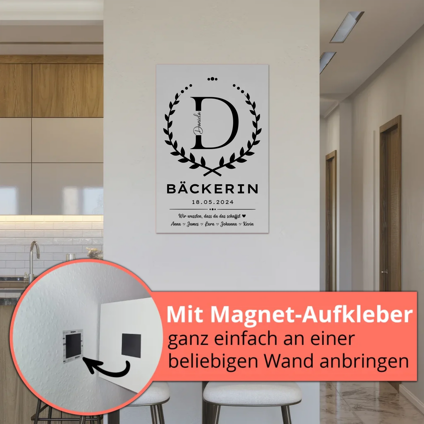 Geschenk Abschluss Ausbildung Bäckerin Fotoboard Magnet Poster