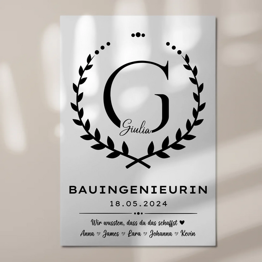 Geschenk Abschluss Ausbildung Bauingenieurin Magnet Wandbild Fotoboard