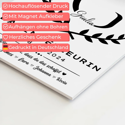 Geschenk Abschluss Ausbildung Bauingenieurin Magnet Wandbild Fotoboard