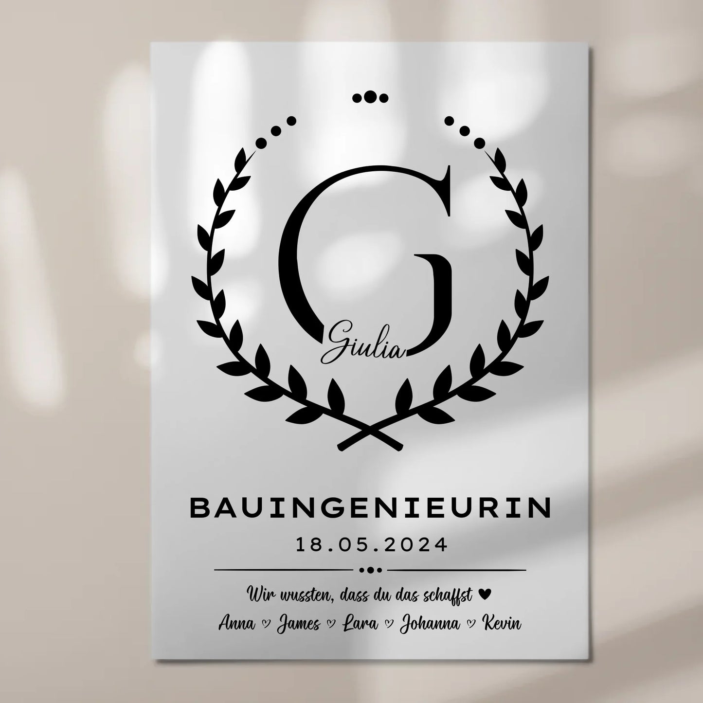 Geschenk Abschluss Ausbildung Bauingenieurin Magnet Wandbild Fotoboard