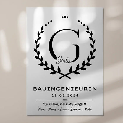 Geschenk Abschluss Ausbildung Bauingenieurin Magnet Wandbild Fotoboard