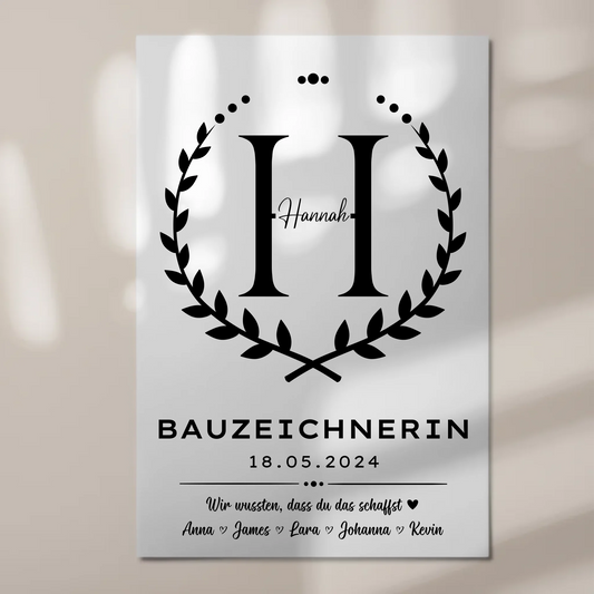 Ausbildungsabschluss Geschenk Bauzeichnerin Fotoboard