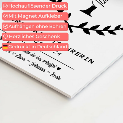 Geschenk Zum Abschluss Ausbildung Berufskraftfahrerin Fotoboard Magnet Poster
