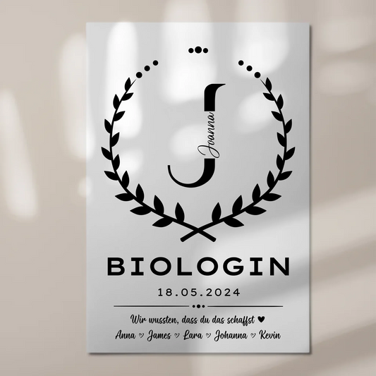 Geschenk Abschluss Ausbildung Biologin Fotoboard Magnetisch