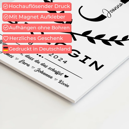 Geschenk Abschluss Ausbildung Biologin Fotoboard Magnetisch