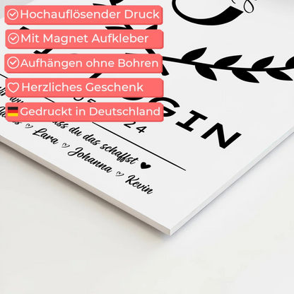 Geschenk Abschluss Ausbildung Biologin Fotoboard Magnetisch