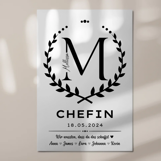 Geschenk Abschluss Ausbildung Chefin Fotoboard Magnet Wandbild