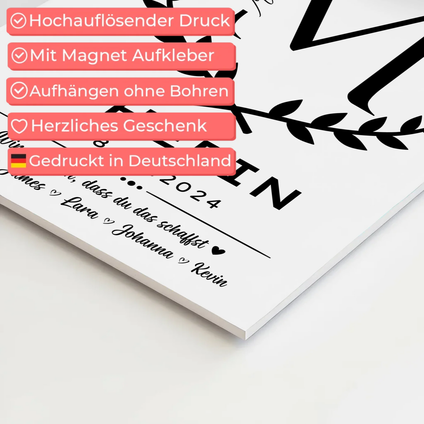 Geschenk Abschluss Ausbildung Chefin Fotoboard Magnet Wandbild