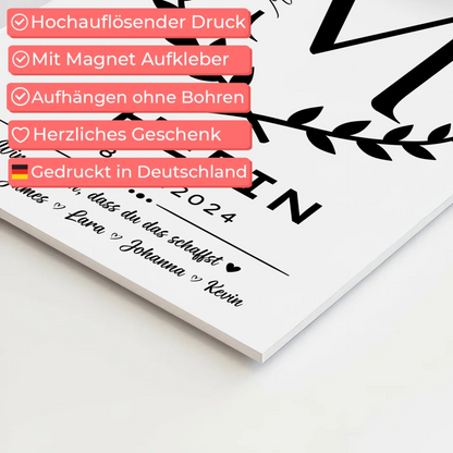 Geschenk Abschluss Ausbildung Chefin Fotoboard Magnet Wandbild