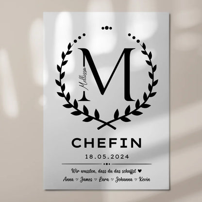 Geschenk Abschluss Ausbildung Chefin Fotoboard Magnet Wandbild