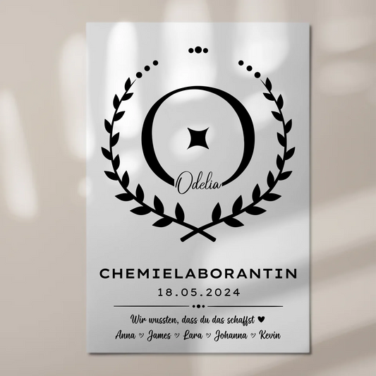 Ausbildungsabschluss Geschenk Chemielaborantin Magnet Wandbild Fotoboard
