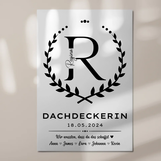 Geschenk Abschluss Ausbildung Dachdeckerin Fotoboard Magnet Poster