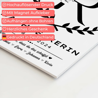 Geschenk Abschluss Ausbildung Dachdeckerin Fotoboard Magnet Poster