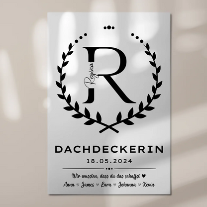 Geschenk Abschluss Ausbildung Dachdeckerin Fotoboard Magnet Poster