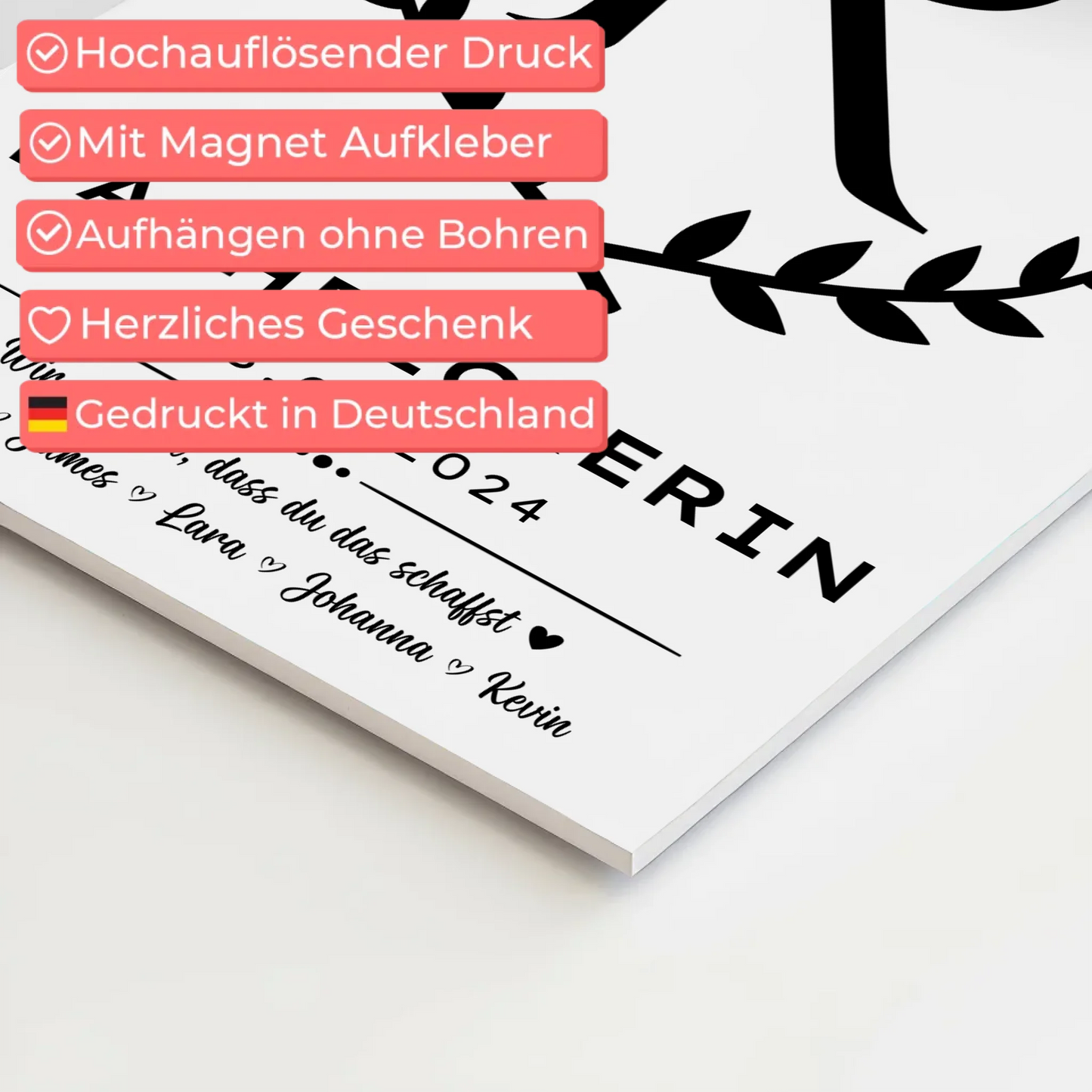 Geschenk Abschluss Ausbildung Dachdeckerin Fotoboard Magnet Poster